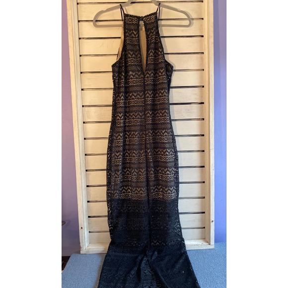 Woman’s long dress size xs small black crochet sleeveless spaghetti strap liner - Picture 5 of 13